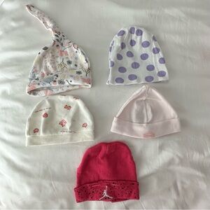 Assorted Baby Beanies Set - Pink, Purple, Red - newborn